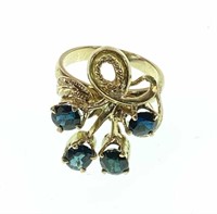 14k Yellow Gold & Blue Topaz Ring Size (4.5)