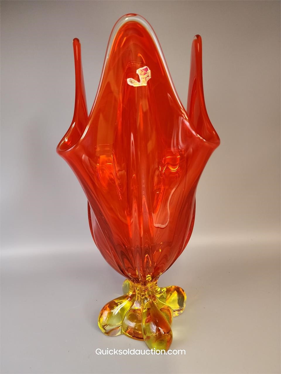 Amberina Viking Glass Epic Swing Vase Clear/Orange