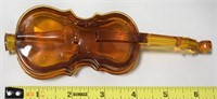 Antique Amber Glass 3D Violin Candy Container