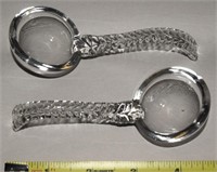 (2) Duncan Miller Clear Glass Mayo Ladle Spoons