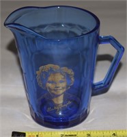 Vtg Shirley Temple Cobalt Blue Glass Pitcher 4.5t