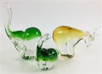 (3) Murano Style Art Glass Animals