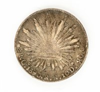 Coin 1890 8 Reales Mexico Libertad Silver Coin-VF+