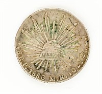 Coin 1886 8 Reales Mexico Libertad Silver Coin-VF+