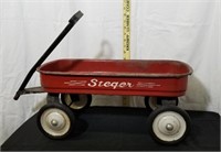 Vintage Steger Red Metal Wagon 20 x 10.5