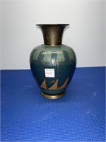 Painted Brass Vase 9” h
