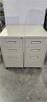 (2) Rolling 3 Drawer Filing Cabinets on Wheels