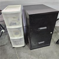 Sterilite (3) Drawer Cabinet & Metal Cabinet