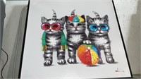 Framed canvas, kitty wall art, Approximately