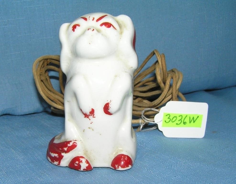 Antique Pekingese puppy 3 plug extension outlet