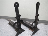 Antique Cast Iron Rail Log Holders Andirons