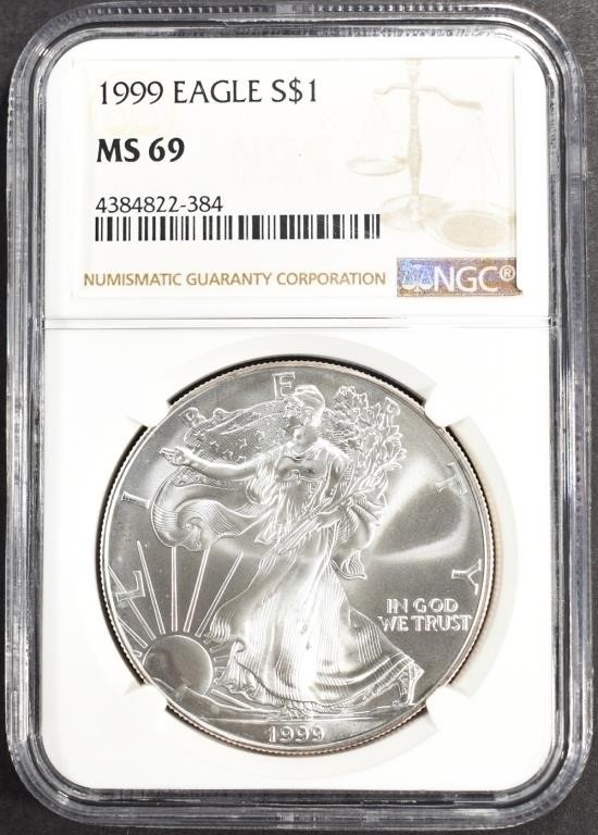 1999 AMERICAN SILVER EAGLE NGC MS69