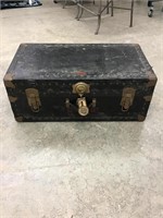 Vintage Footlocker Trunk With Brass Accents 3