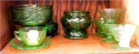 Collectible Green Glass on Shelf