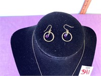 10k Necklace & Earrings w/Amethyst Stone