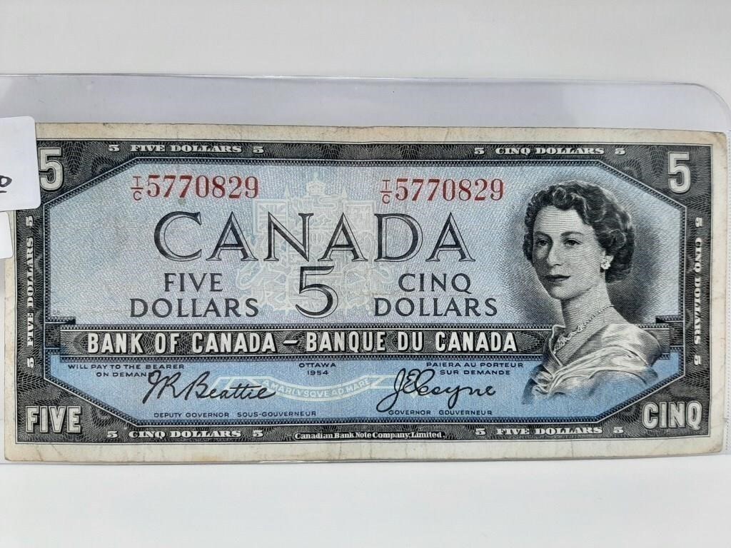 1954 Canada $5 Bill