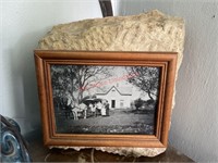 Antique Framed photo attached to concrete rock