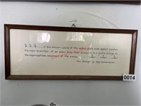 Vintage Framed Sailing Poem  (living room)