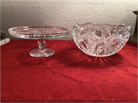Very Fine Cut Crystal Cake Stand & Serving Bowl