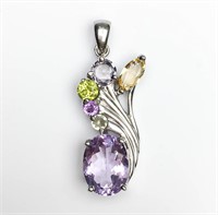 Natural Tourmaline Pendant 925 Silver