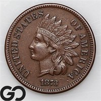 1873 Indian Head Cent, Open 3, AU++ Bid: 210