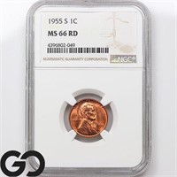 1955-S Lincoln Wheat Cent, NGC MS66 RD Guide: 28