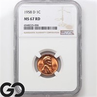 1958-D Lincoln Wheat Cent, NGC MS67 RD Guide: 325