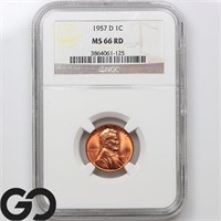 1957-D Lincoln Wheat Cent, NGC MS66 RD Guide: 30
