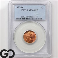 1937-D Lincoln Wheat Cent, PCGS MS66 RD Guide: 36
