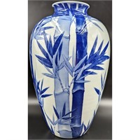 Japanese Blue And White Fukagawa Porcelain Vase W
