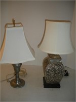 2 Metalic Table Lamps, Tallest 19 inches