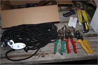 Box of Rope and Pulley, Tin Snips, Hack Saw