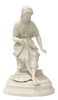 PARIAN WARE BISCUIT PORCELAIN SEATED WOMAN
