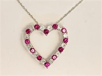Sterling Silver Pink Sapphire Pendant Necklace