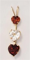 10kt Yellow Gold Gemstone Triple Heart Pendant