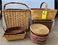 Several basket and paper plates holders