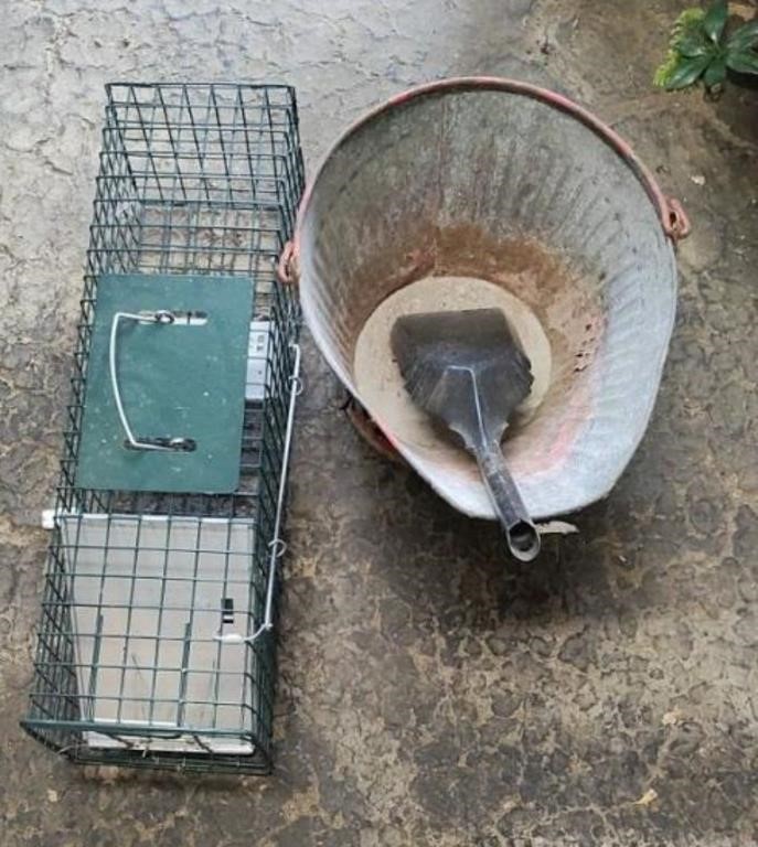 Small Live Animal Trap, Coal Bucket, Scoop
