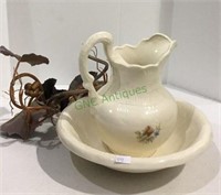 Vintage handmade smaller pitcher and wash basin.