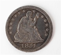 Coin 1851-O Liberty Seated Quarter In Choice