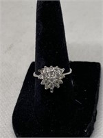 Sterling ring w/ CZ cluster stamped sterling, sz