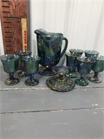 Blue pitchers & short stem glasses