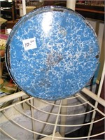 Old, blue swirl enamelwareplate