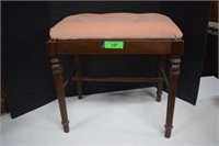 Vintage Wood & Fabric Vanity Stool