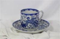 A Japanese Blue and White Cup and Saucer