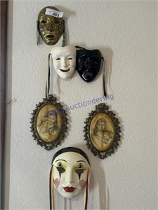 DRAMA FACES, DECOR.  UPSTAIRS BEDROOM,