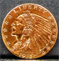 1915 Indian head $2.5 gold coin