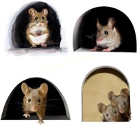 3D Mouse Hole Wall Stickers  4Pcs