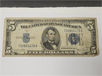 1934 Blue Seal 5 Dollar Note