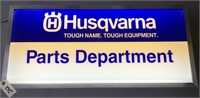 "HUSQVARNA PARTS DEPARTMENT" LIGHTED SIGN