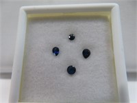 4 LOOSE DEEP BLUE ROUND & PEAR SHAPED SAPPHIRES